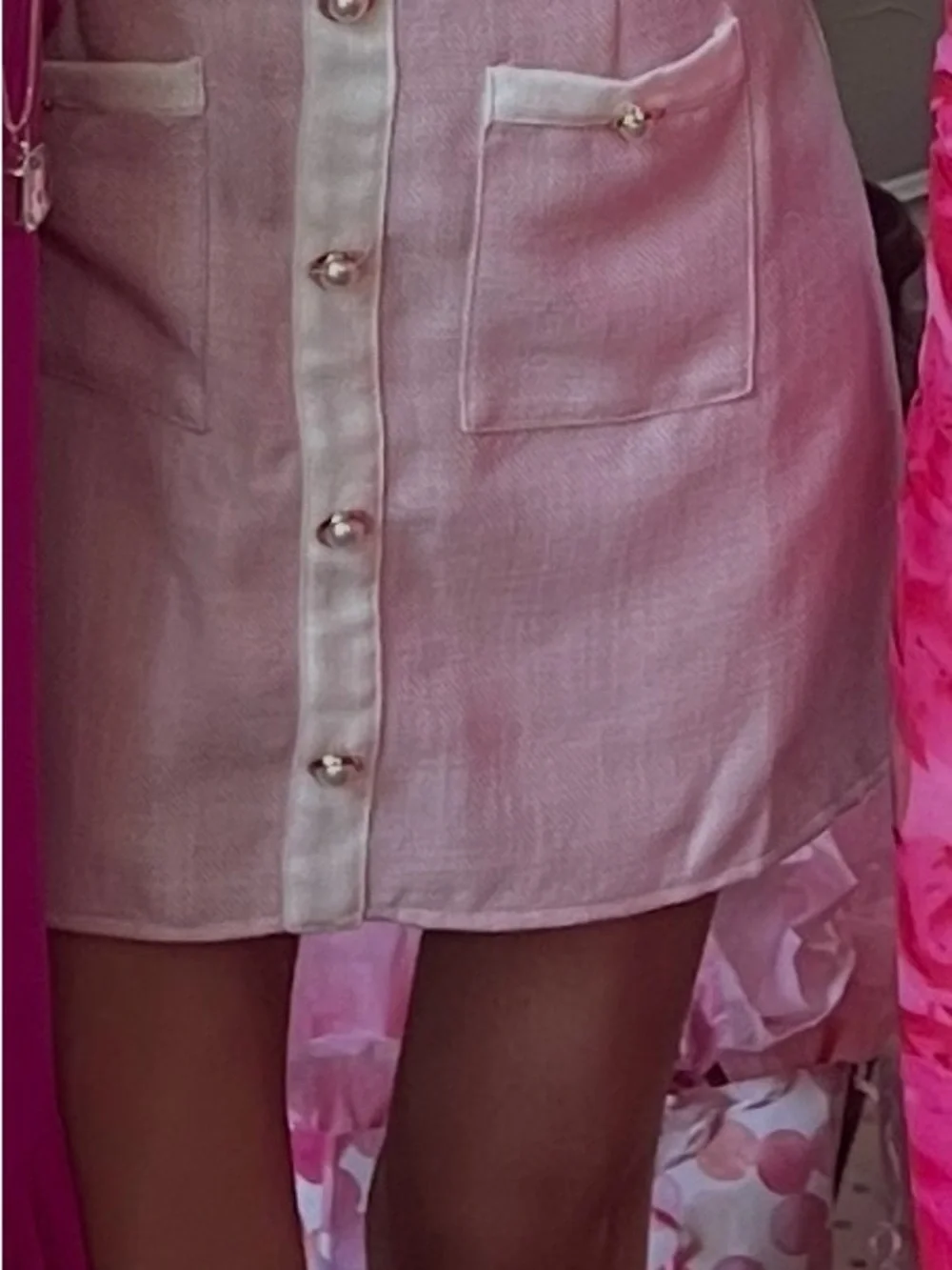 Showpo Pink Tweed Sleeveless Button-Front Mini Dress - Picture 7 of 7